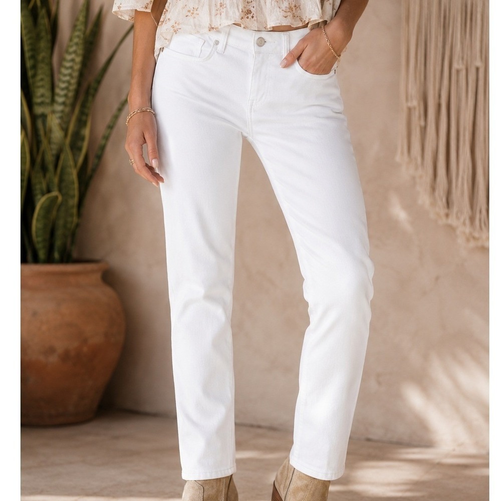 Gap 1969 Curvy True Skinny Jeans White Denim Mid‎ Rise Stretch 28 Short Petite